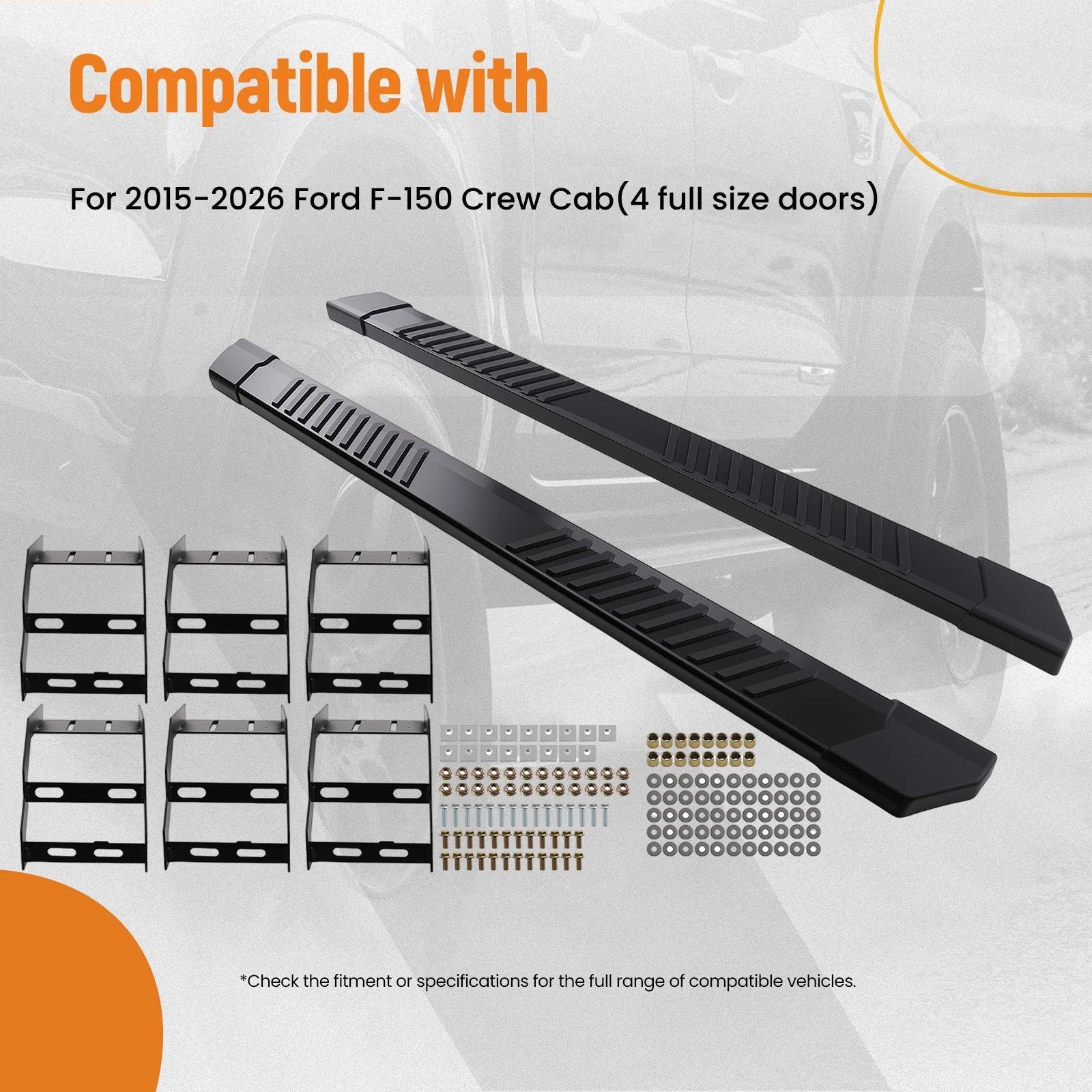Side Steps Running Board for Ford F-150 Crew Cab (2015–2026) 6 Inch Non-Slip