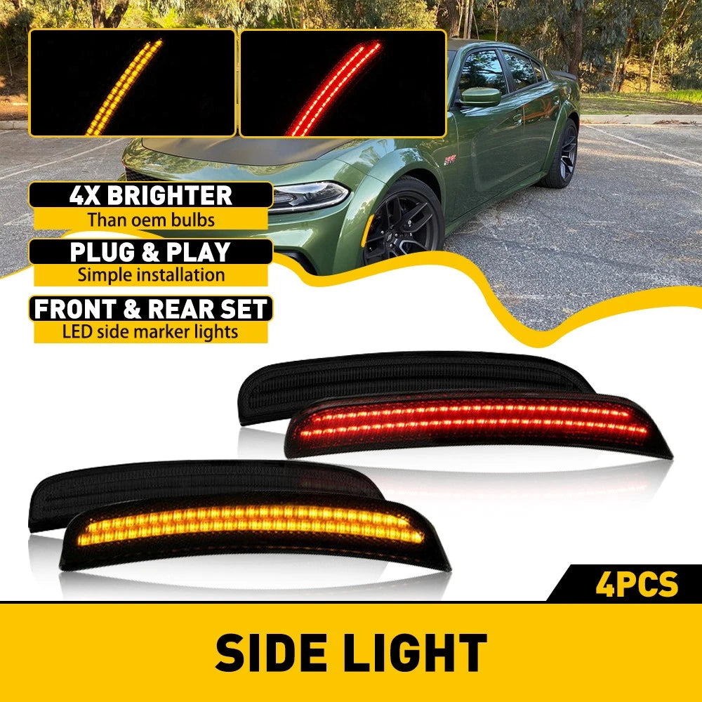 LED Marker Side Light for Dodge Charger (2015–2021) Amber & Red Smoke