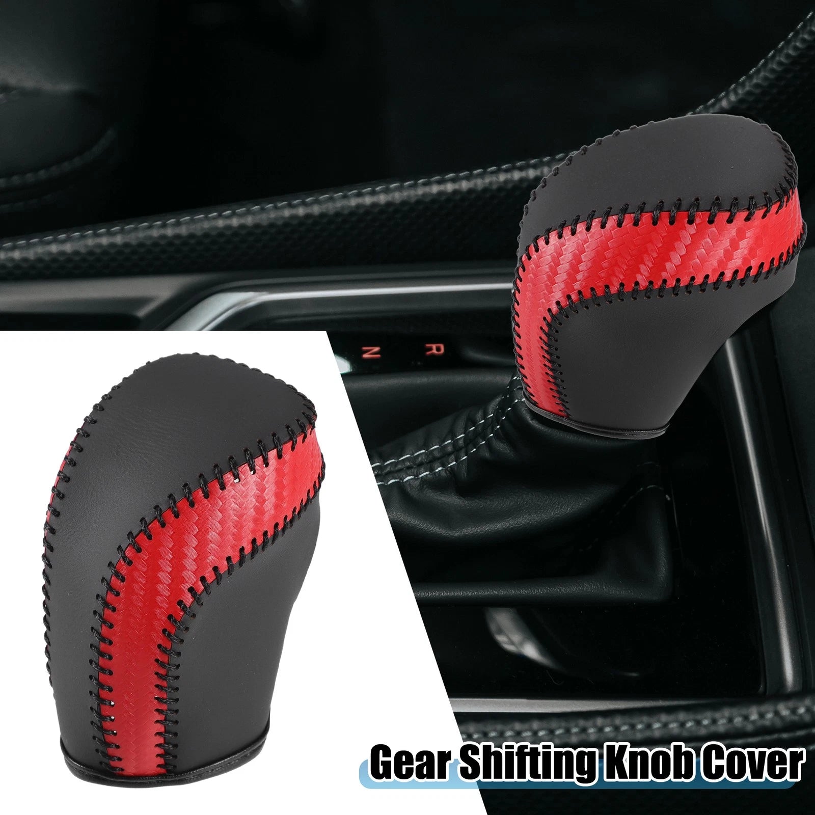 Gear Shifting Knob Cover for Toyota Camry (2018–2023) Red Black Stitches