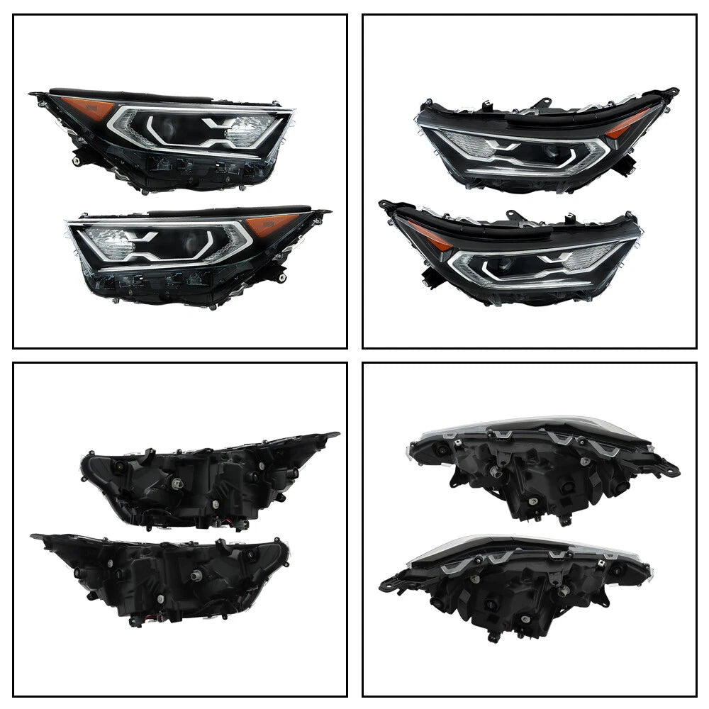 LED Headlights Pair for Toyota RAV4 XLE Hybrid XSE (2019–2022) Clear Lens Black