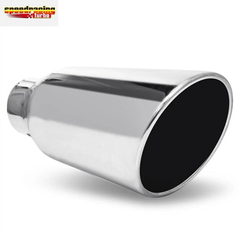 15" Slant Exhaust Pipe for Universal Applications (Chrome, 5" Inlet, 6" Outlet)
