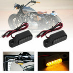 4 x LED Turn Signal Indicator Lights for Motorcycle Handlebar - Black