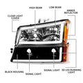 Clear Headlights Bumper Lamps LED DRL for Chevy Silverado Avalanche (2003–2007)