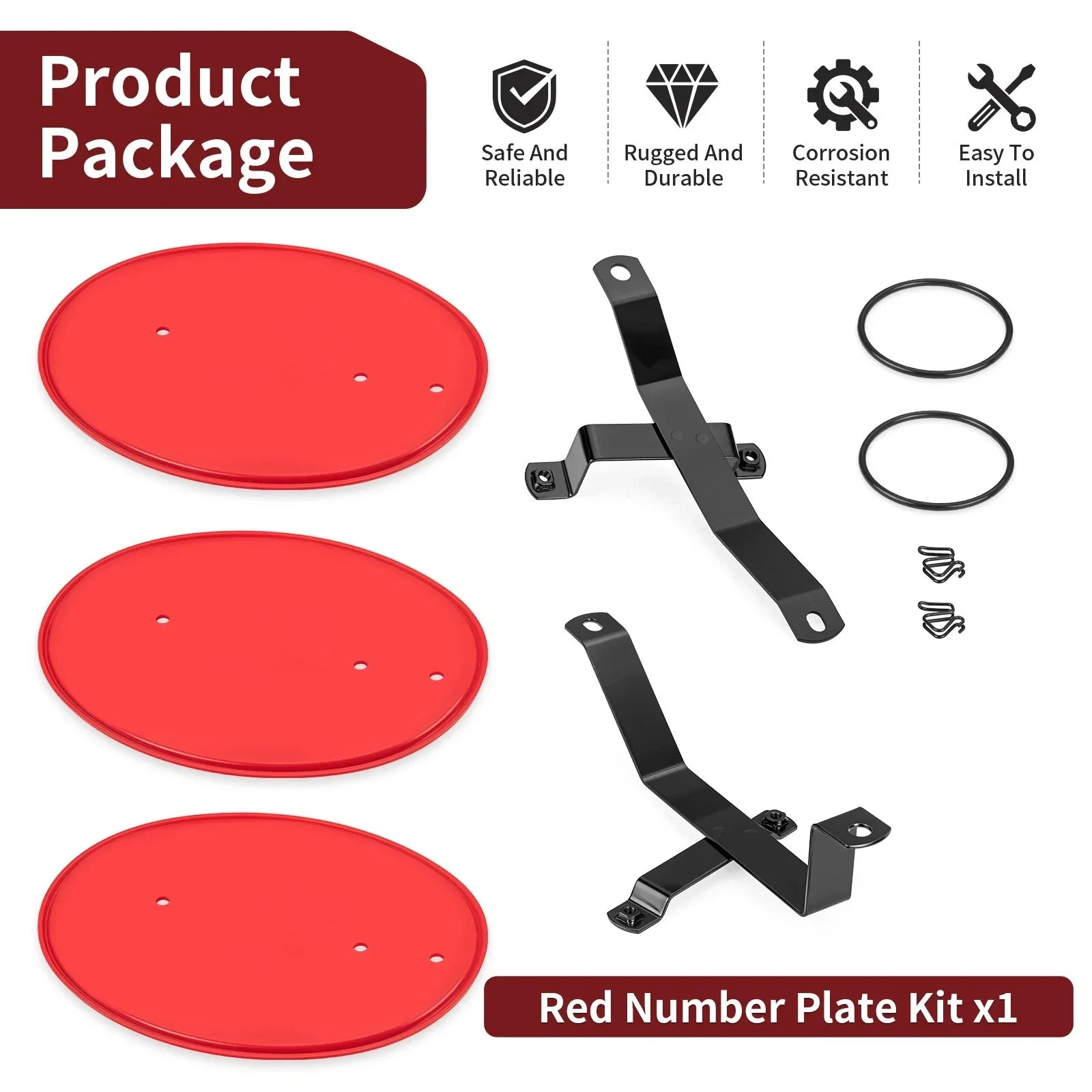 3 x Red Number Plate Kit for Honda Z50 Z50R (1979–1987)
