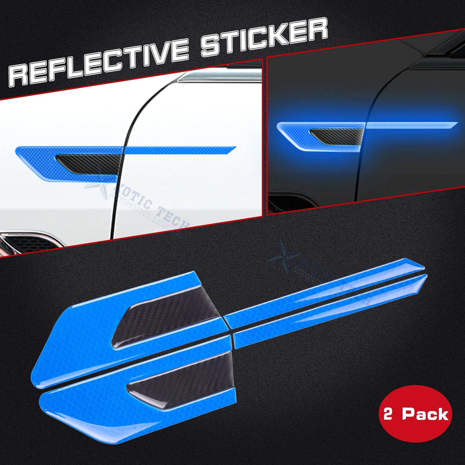Blue Reflective Carbon Fiber Door Guard for Car Side (2011–2017)