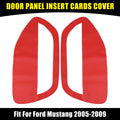 Pair Red Microfiber Leather Door Panel Insert Cards for Ford Mustang 