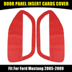 Pair Red Microfiber Leather Door Panel Insert Cards for Ford Mustang 