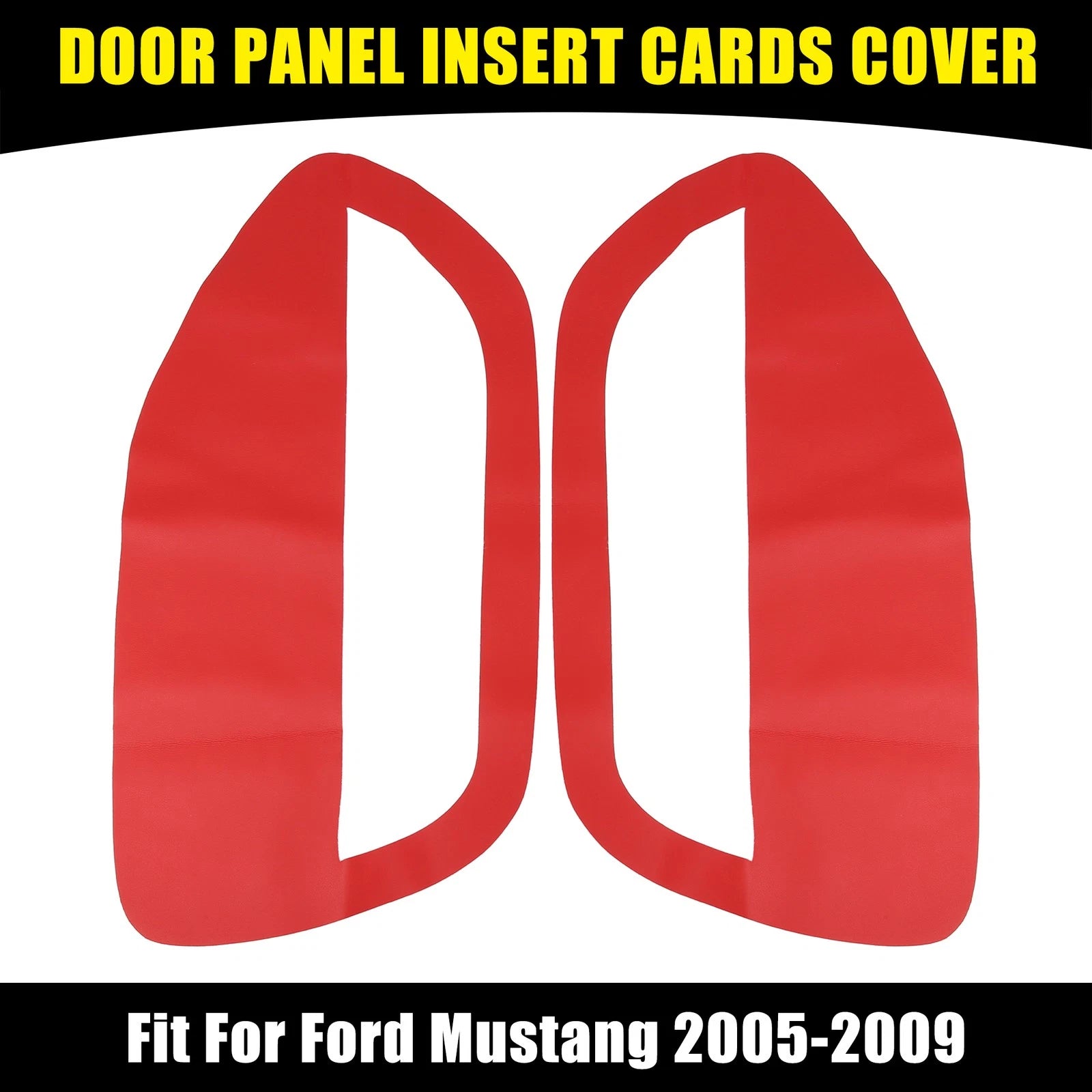 Pair Red Microfiber Leather Door Panel Insert Cards for Ford Mustang 