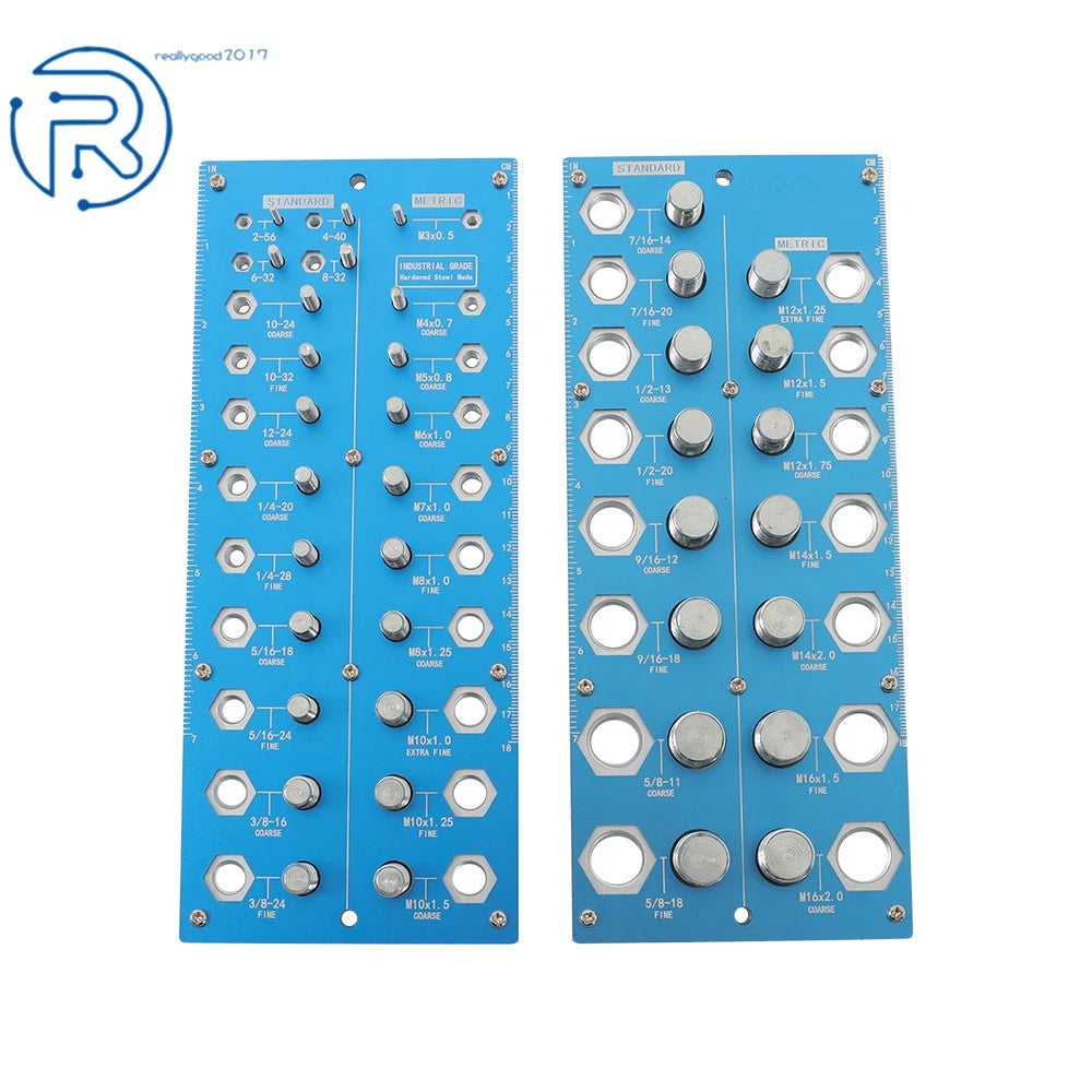 Thread Checker for Inch and Metric Fasteners (21 Inch, 17 Metric)
