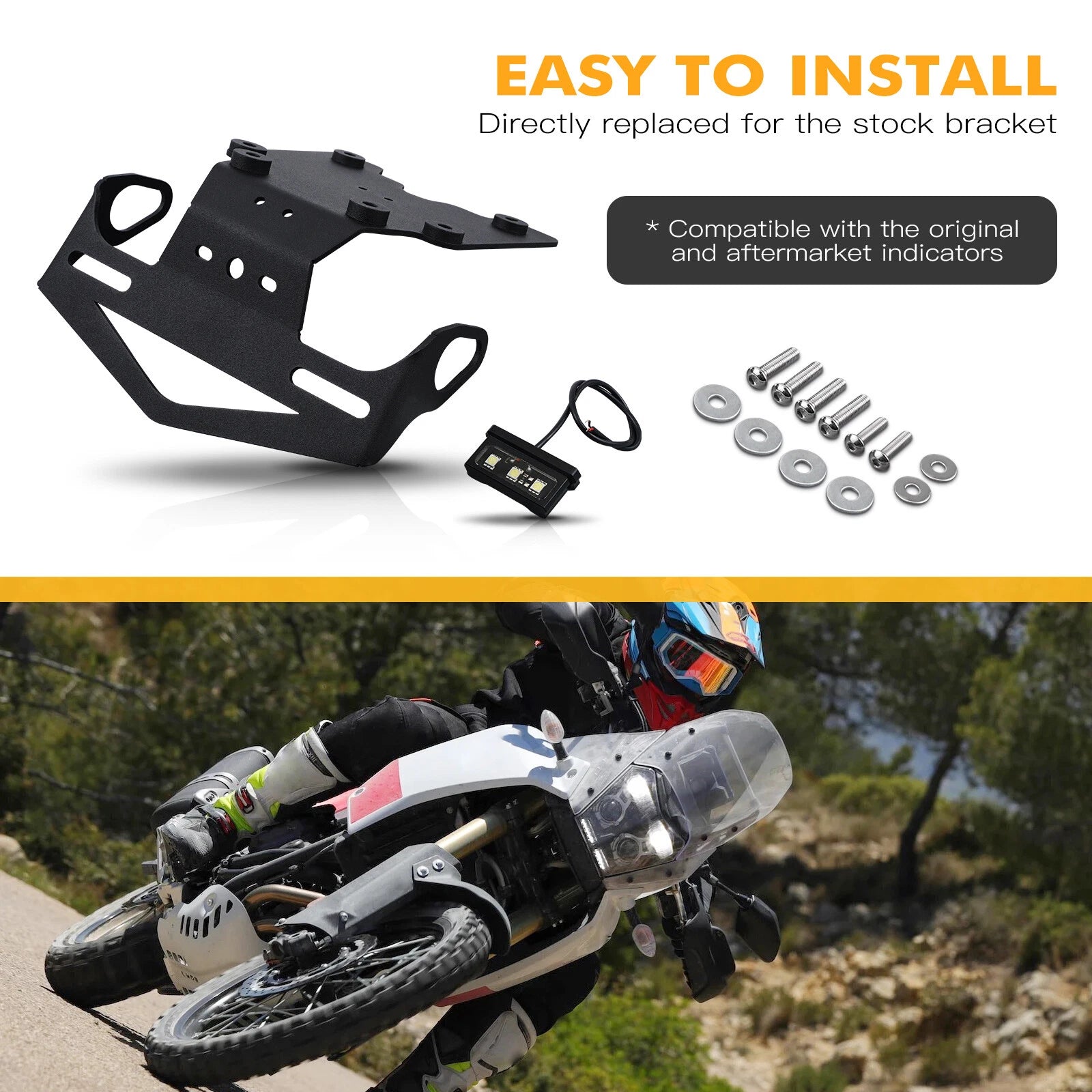 CNC Fender Tail Tidy License Plate Holder for Yamaha Tenere 700 (2019–2024)