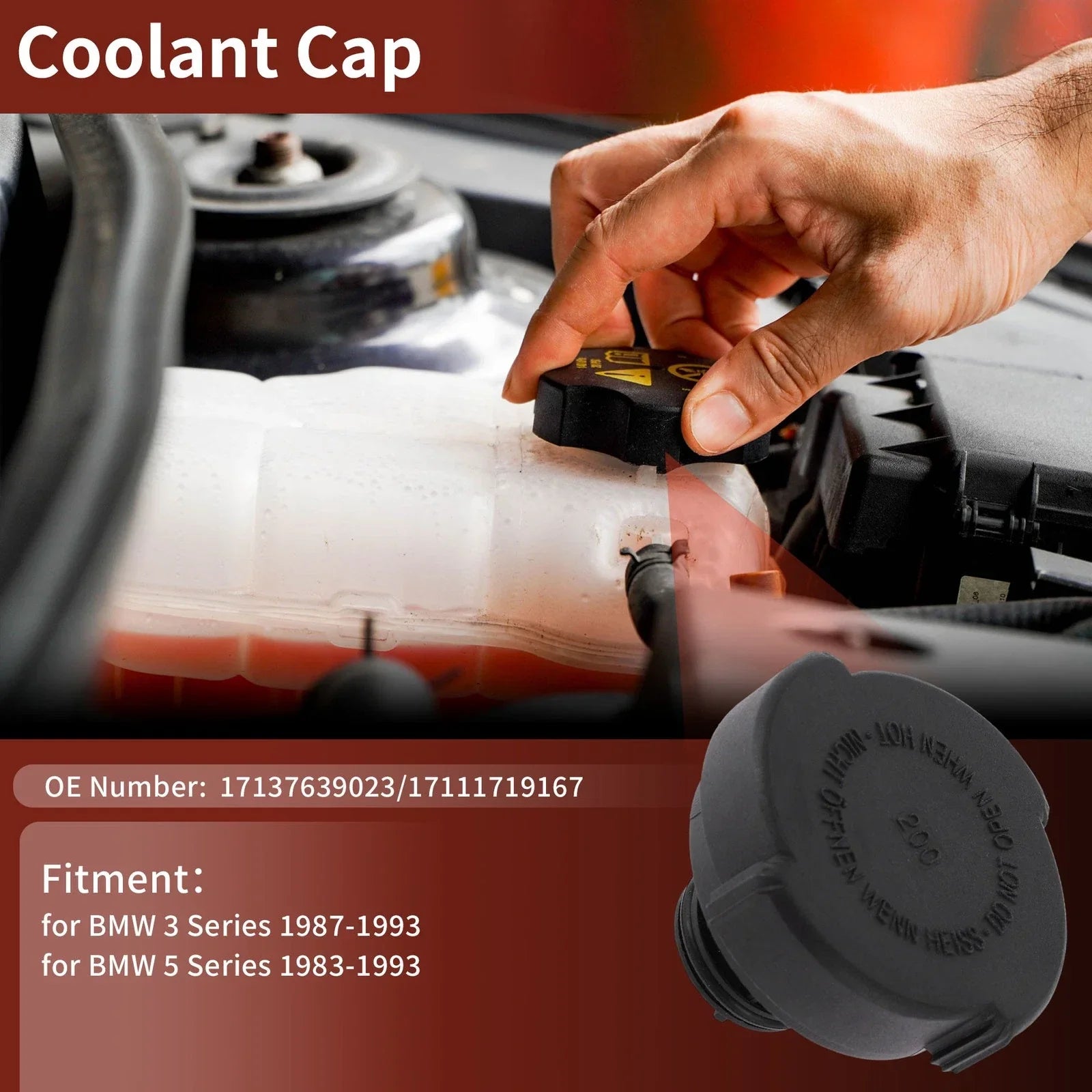 Coolant Cap for BMW 3 Series (1987-1993) Black