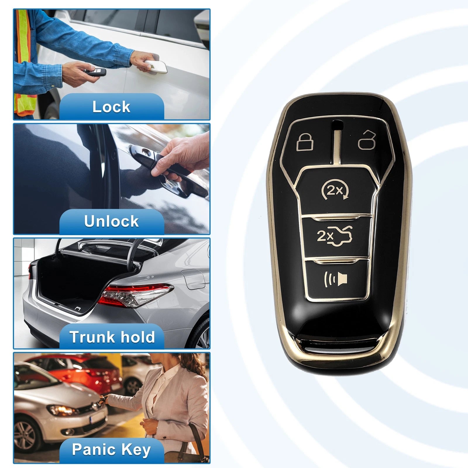 TPU Remote Key Fob Case Cover 5 Button for Ford Fusion F150 (2013–2020)