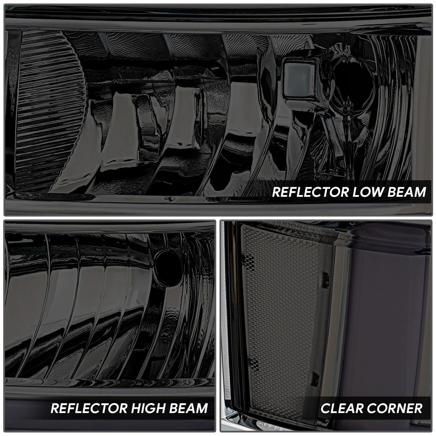 Smoked/Clear U-LED DRL Sequential Headlights for Chevrolet Silverado 1500 (2014–2015)