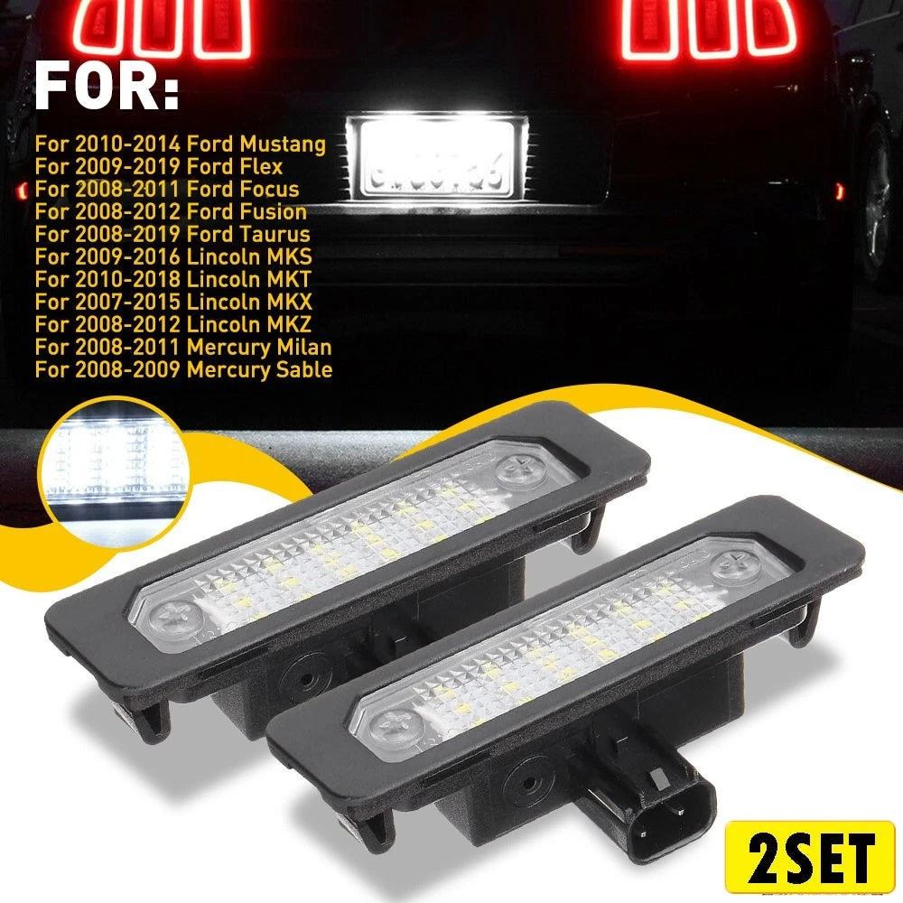 Set of 2 LED License Plate Lamps for Mustang (2010–2014), Fusion (2008–2012), Flex (2009–2018)