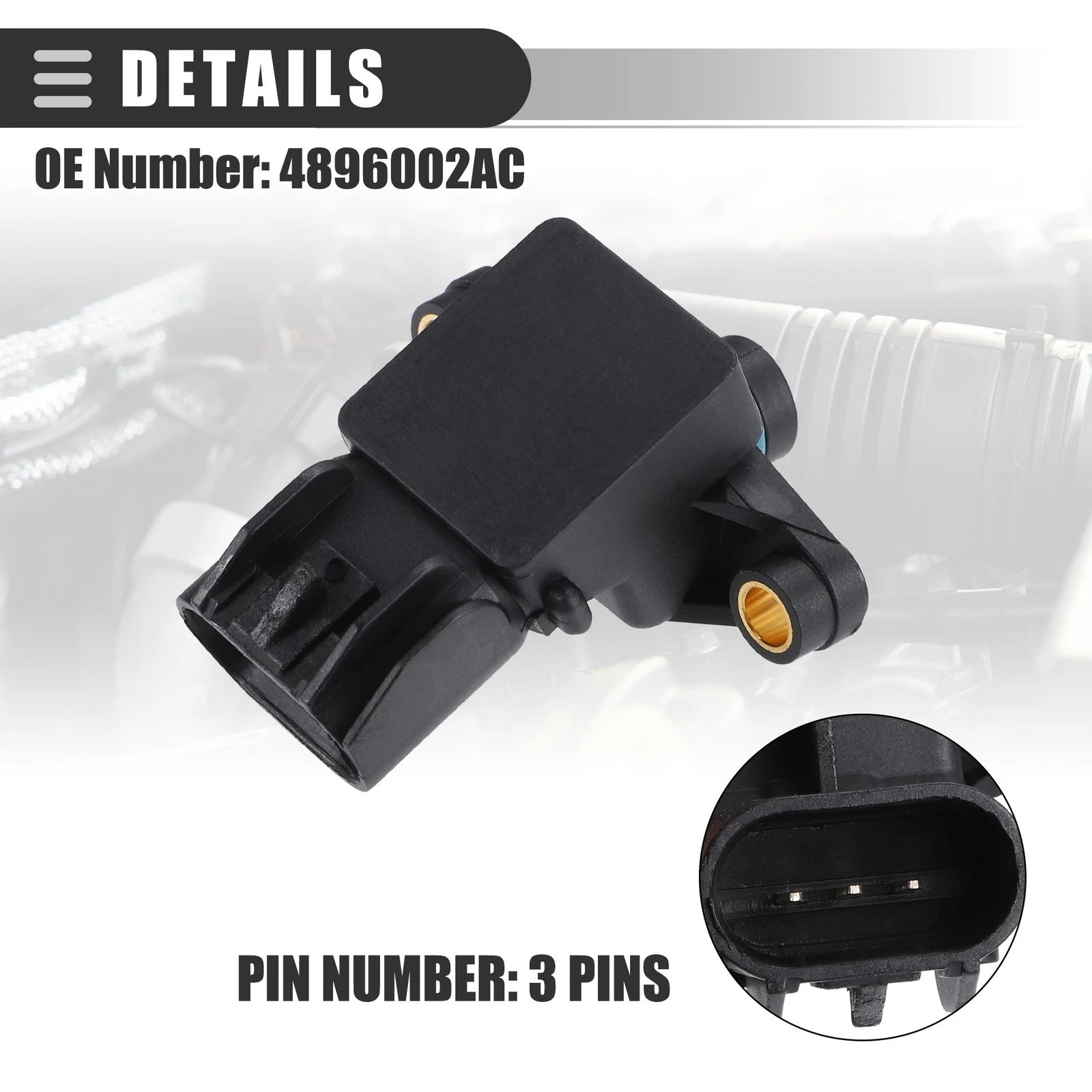 MAP Manifold Air Pressure Sensor for Chrysler Pacifica (2004–2006) No. 4896002AC