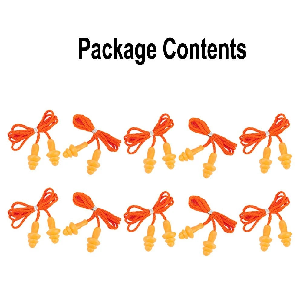 10 Pairs of Silicone Earplugs for Universal Use (Reusable)