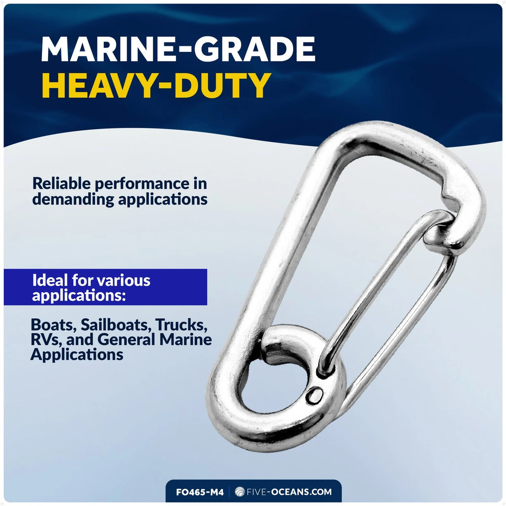 Set of 4 Asymmetric Snap Hooks for Five Oceans FO465-M4 (3-5/32 inches)