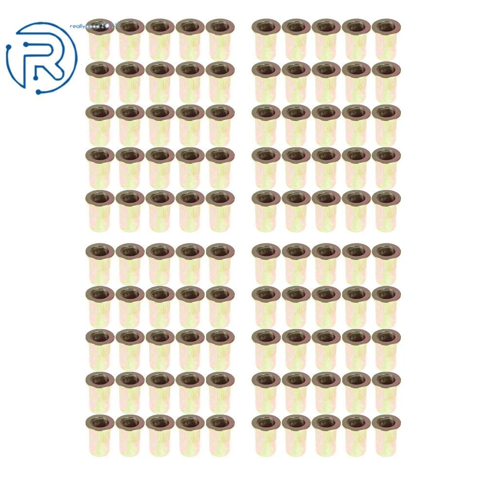 100 Pcs M6 Metric Flat Head Rivet Nut Inserts for Various Models