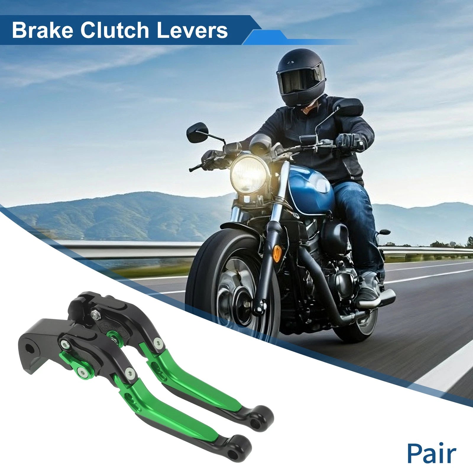 Brake Clutch Levers for Suzuki GSXR1000 (2009–2019) Black Green Handle 1 Pair