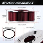 14" Red Round Deep Dish Air Cleaner Kit for Universal Vehicles