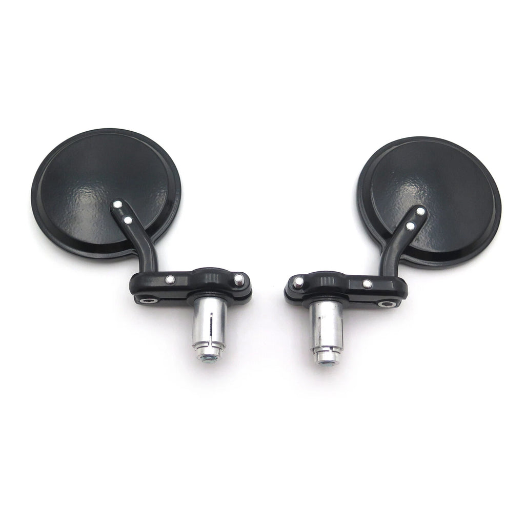 Set of 2 Black Foldable Round 1" 25mm Handle Bar End Side Mirrors