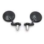 Set of 2 Black Foldable Round 1" 25mm Handle Bar End Side Mirrors