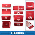 9pcs Gear Shift Panel Switch Button Cover Trim for Honda Accord (2018–2022) Red