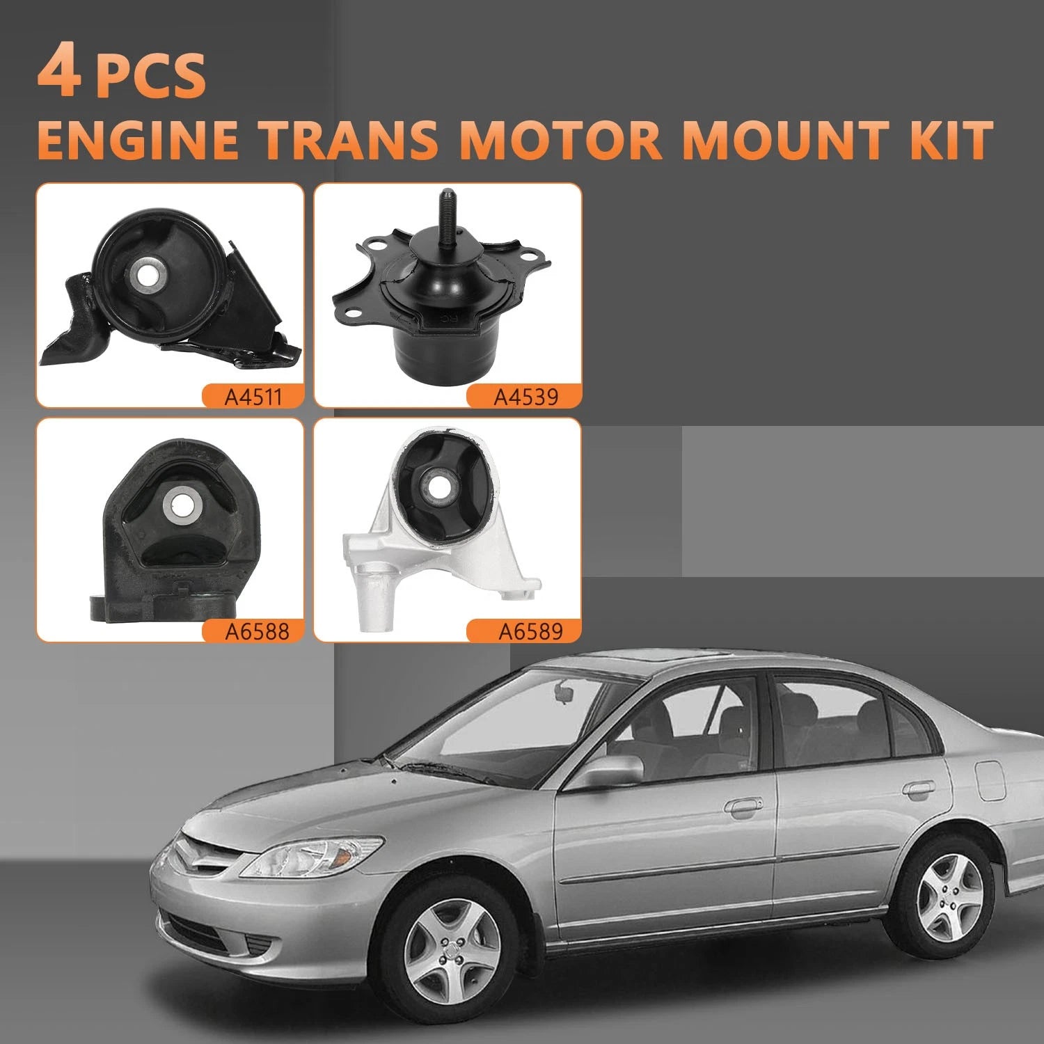 Set of 4 Engine Motor Mounts for Honda Civic (2001–2005)
