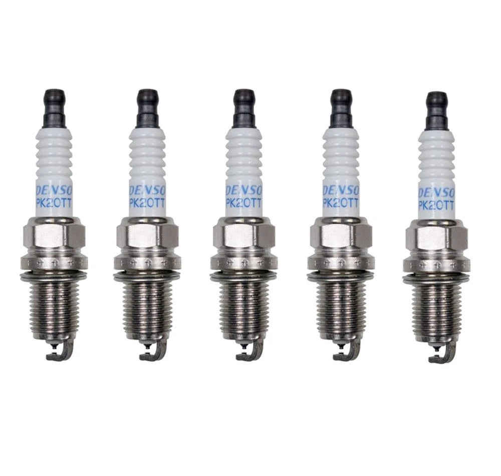 Set of 5 Denso Platinum TT Spark Plugs for Audi Volvo (2.2–2.5 L5)