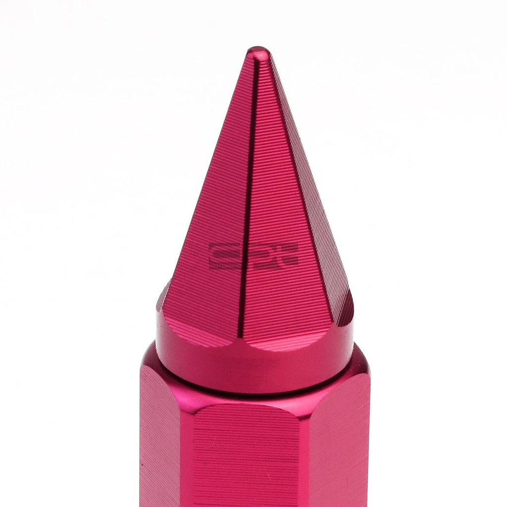 20x M12x1.5 90mm Tall Pink Aluminum Spiked Lug Nuts + Adapter