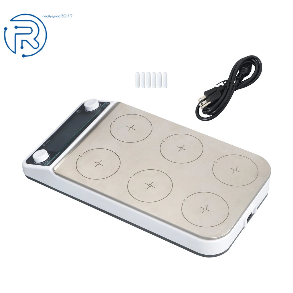 6-Position Magnetic Mixer Hot Plate for 500ml Containers (1200RPM)