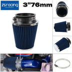 3" 76mm Universal High Flow Dry Air Filter Cold Air Intake Cone