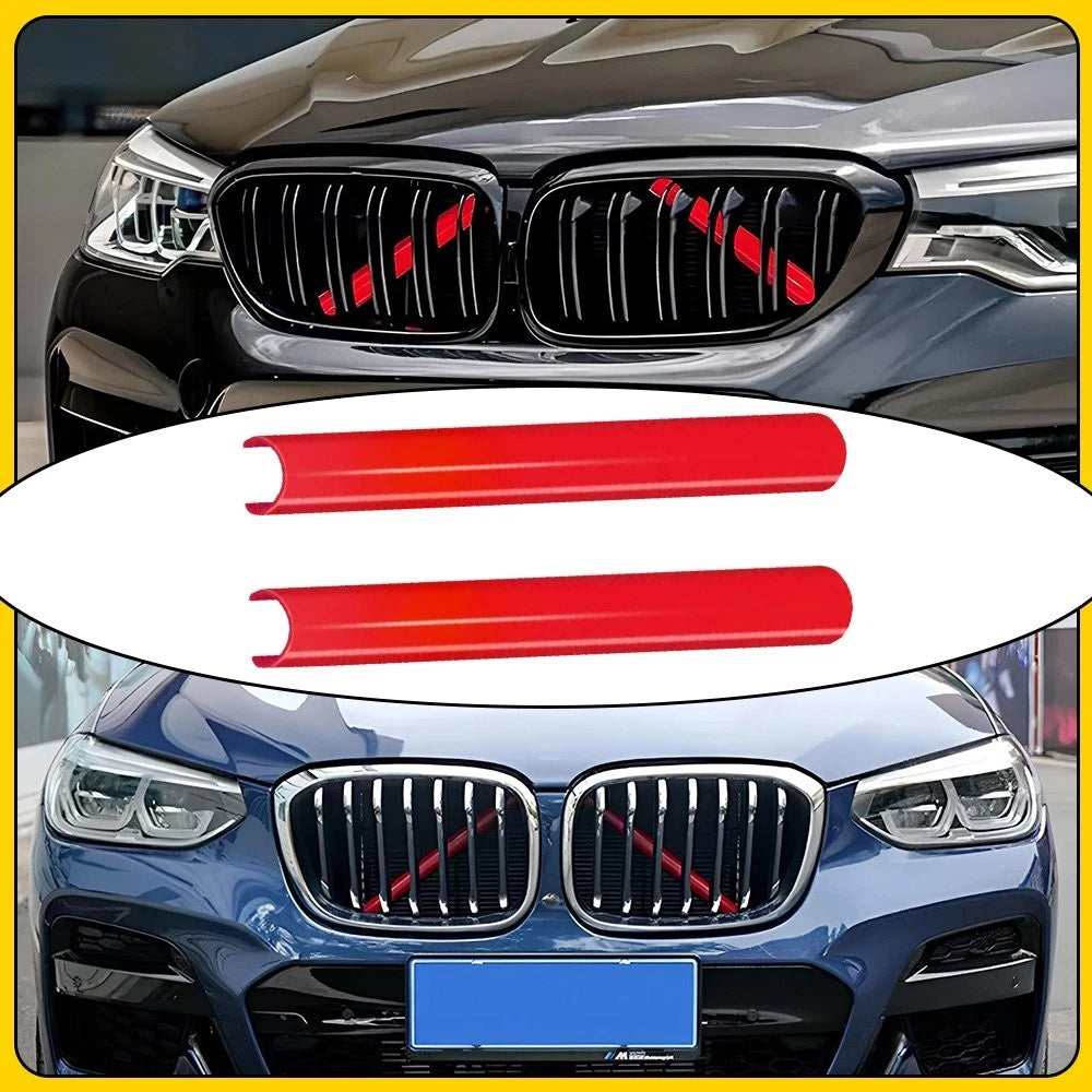 2X Front Car V Brace Grill Trim Strips Cover for BMW 1/2/3/4 Series (F20 F30)