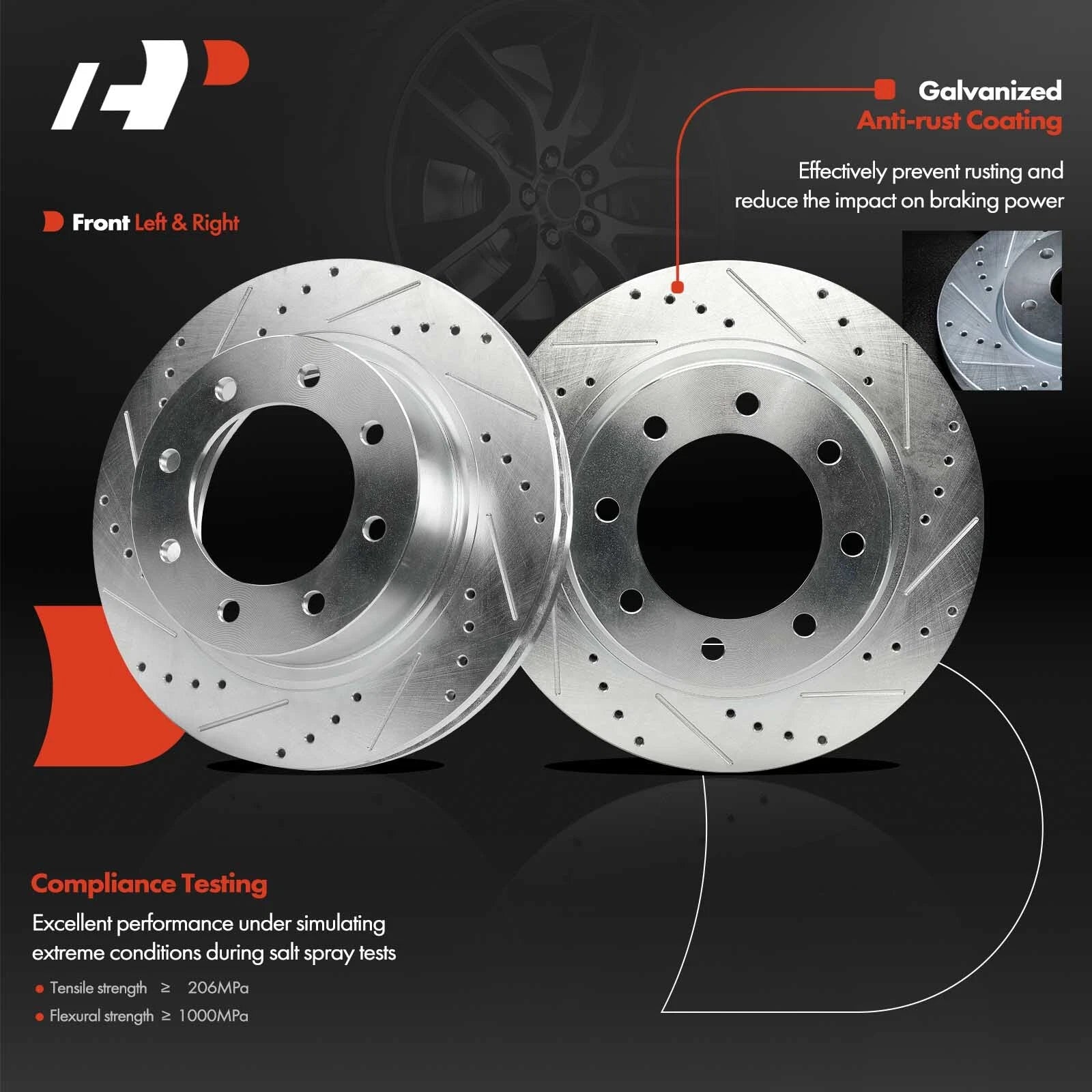 Front Drilled Brake Rotors for Nissan NV1500 NV2500 NV3500 (2012–2021)
