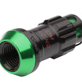 Set of 16 Aluminum Green Rim Lock Nuts + Adapter M12x1.25 for