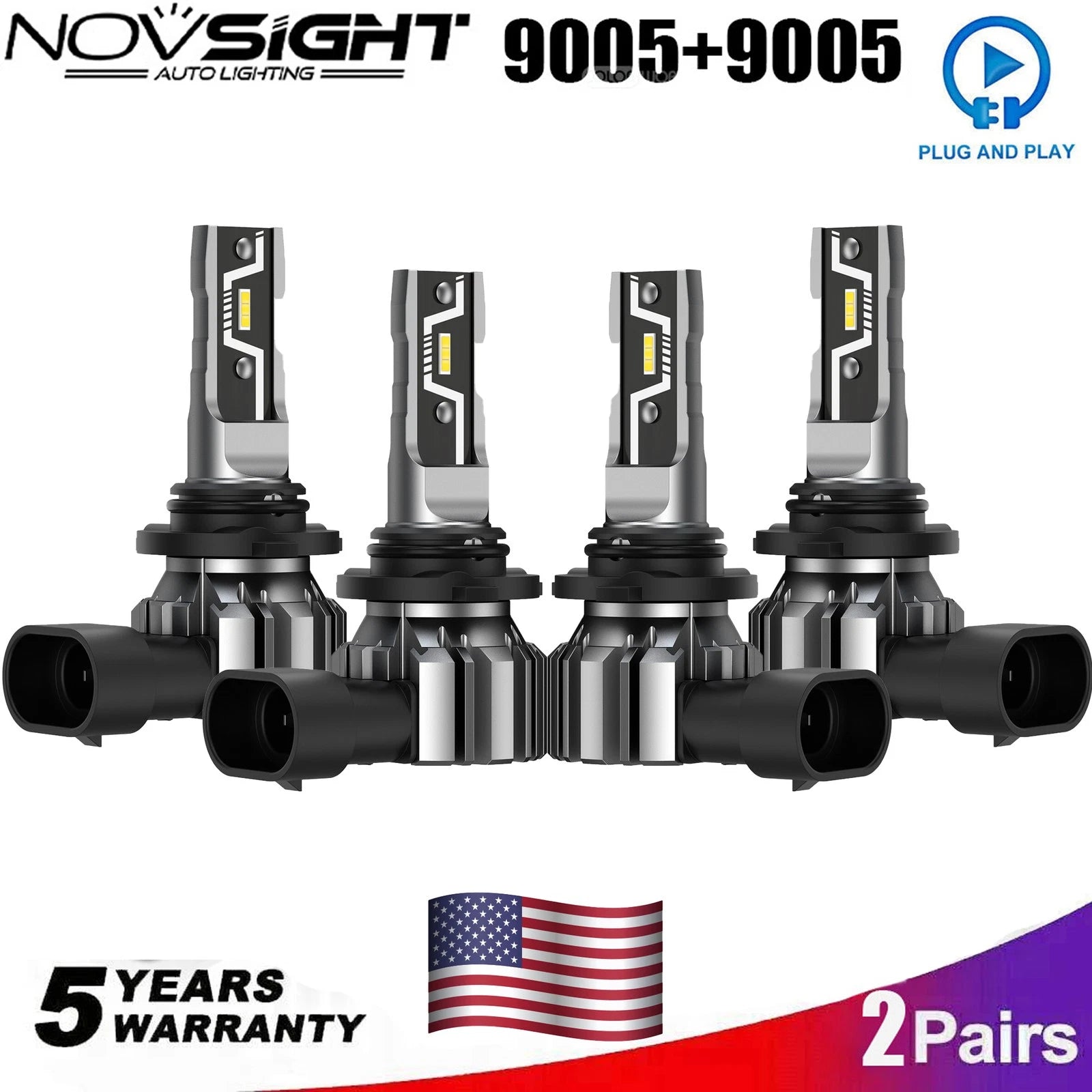 4X 9005 LED Headlight Bulbs Kit for Mercury Milan (2010–2011) 6500K