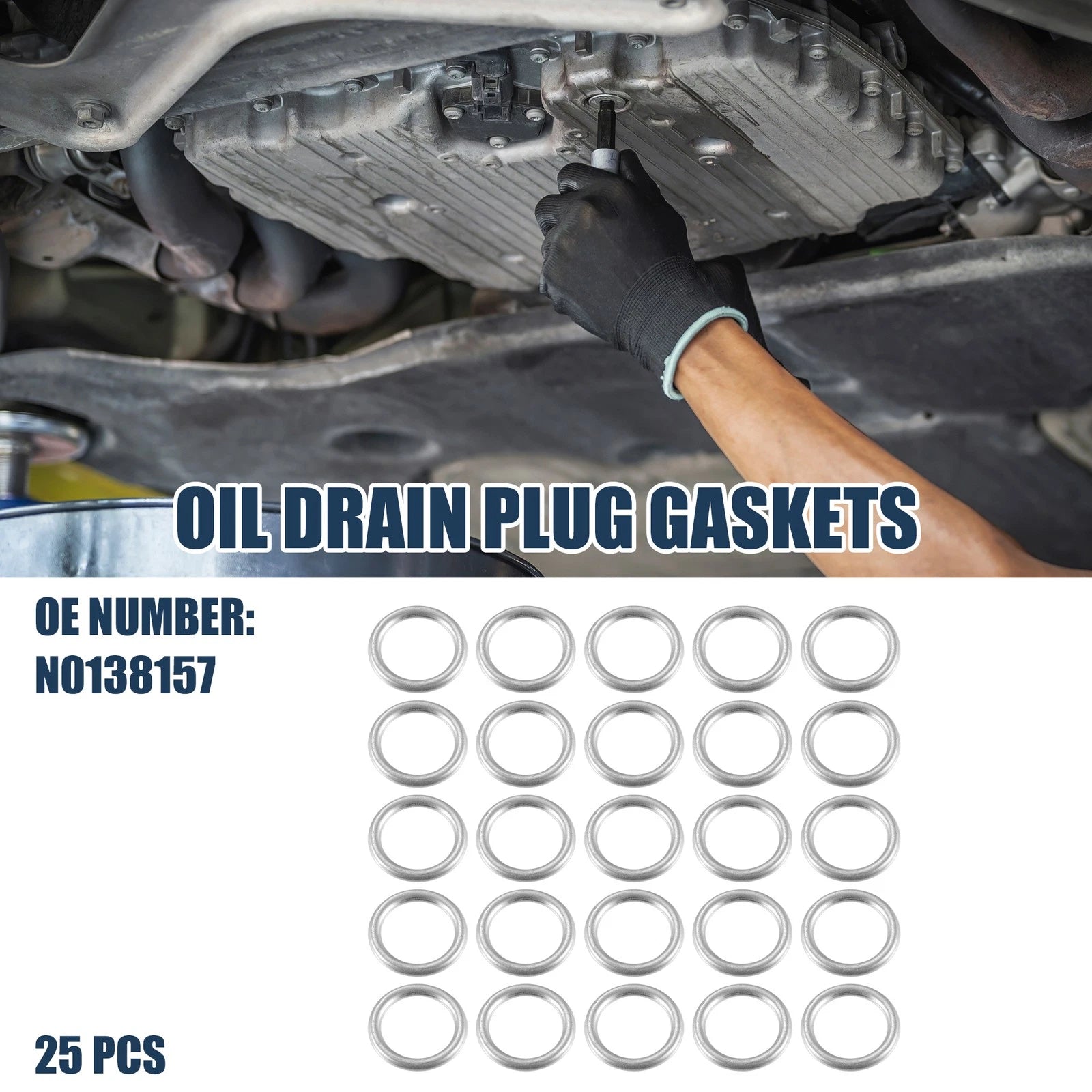 25pcs Oil Drain Plug Gaskets 14mm ID N0138157 for Audi A3 A3 Quattro Q5 Q7 (2006–2020)
