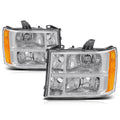 Factory Style Headlights Chrome/Amber for GMC Sierra 1500/2500 HD 3500 HD (2007–2014)