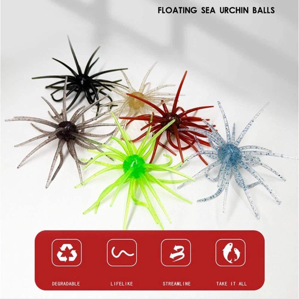 Soft Sea Urchin Lure 2 Pack for Bass Crank Hook (6cm)