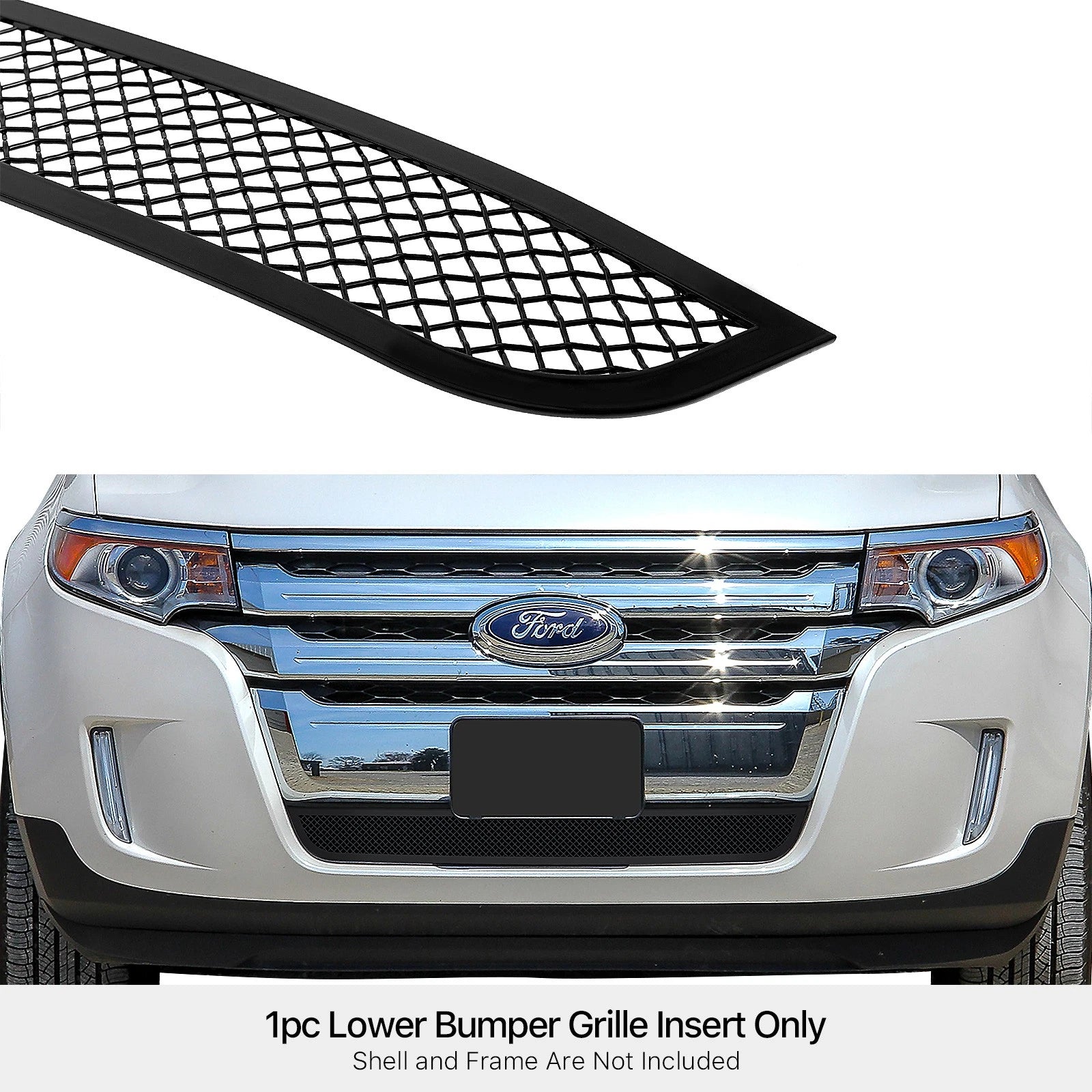 Lower Bumper Grille Insert for Ford Edge (2011-2014) - Stainless Steel Black Mesh