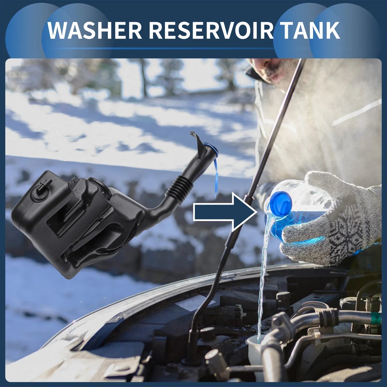 Windshield Washer Reservoir with Cap for Mercedes-Benz GLK250 (2010-2015)