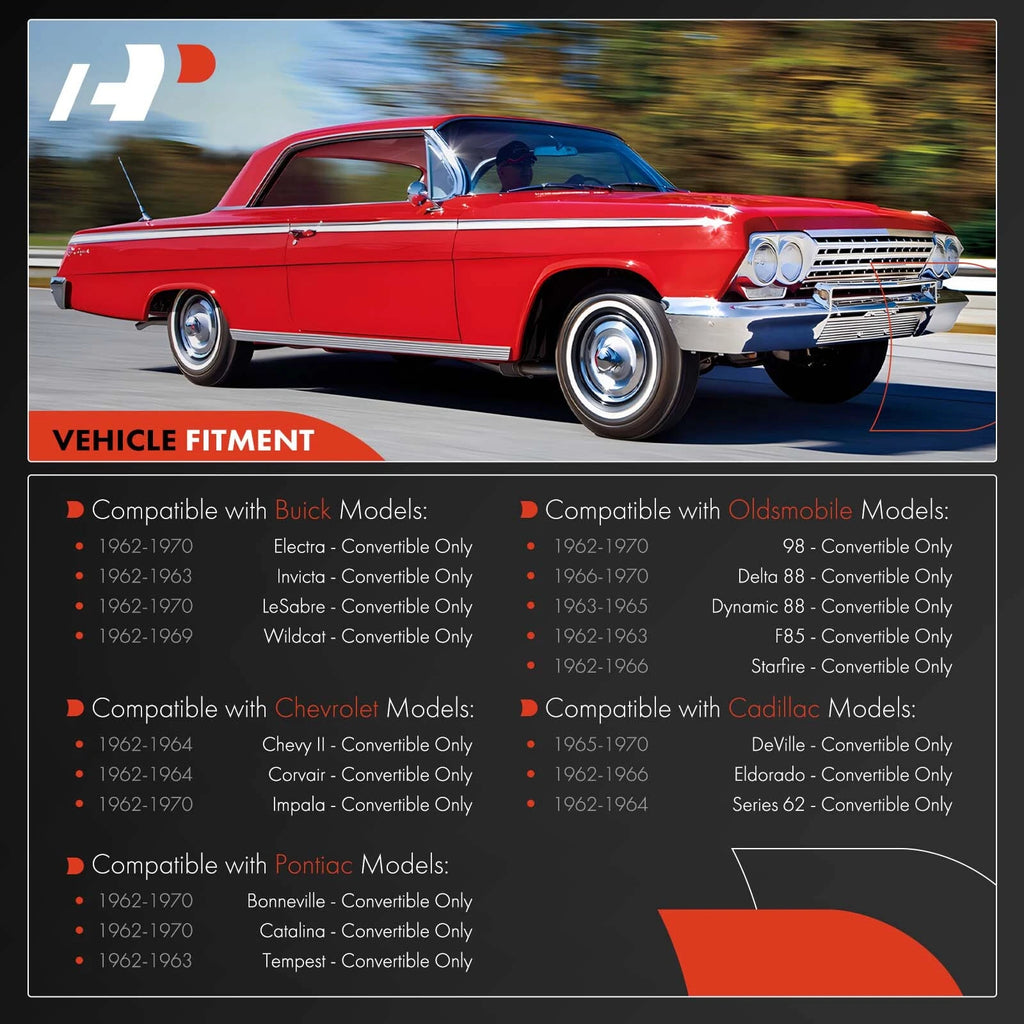 Rear Pair Convertible Top Hydraulic Fluid Hose Lines for Chevy Impala (2011–2013)
