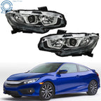 Set of 2 Projector Headlights for Honda Civic (2016–2020) Clear Lens