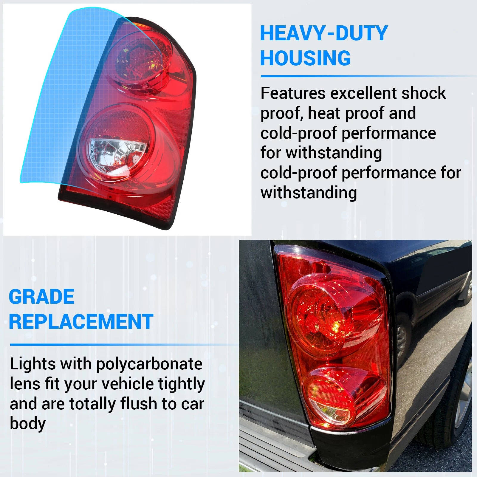 Tail Light for Dodge Ram 1500 2007-2008 & Ram 2500/3500 2007-2009 Passenger Side