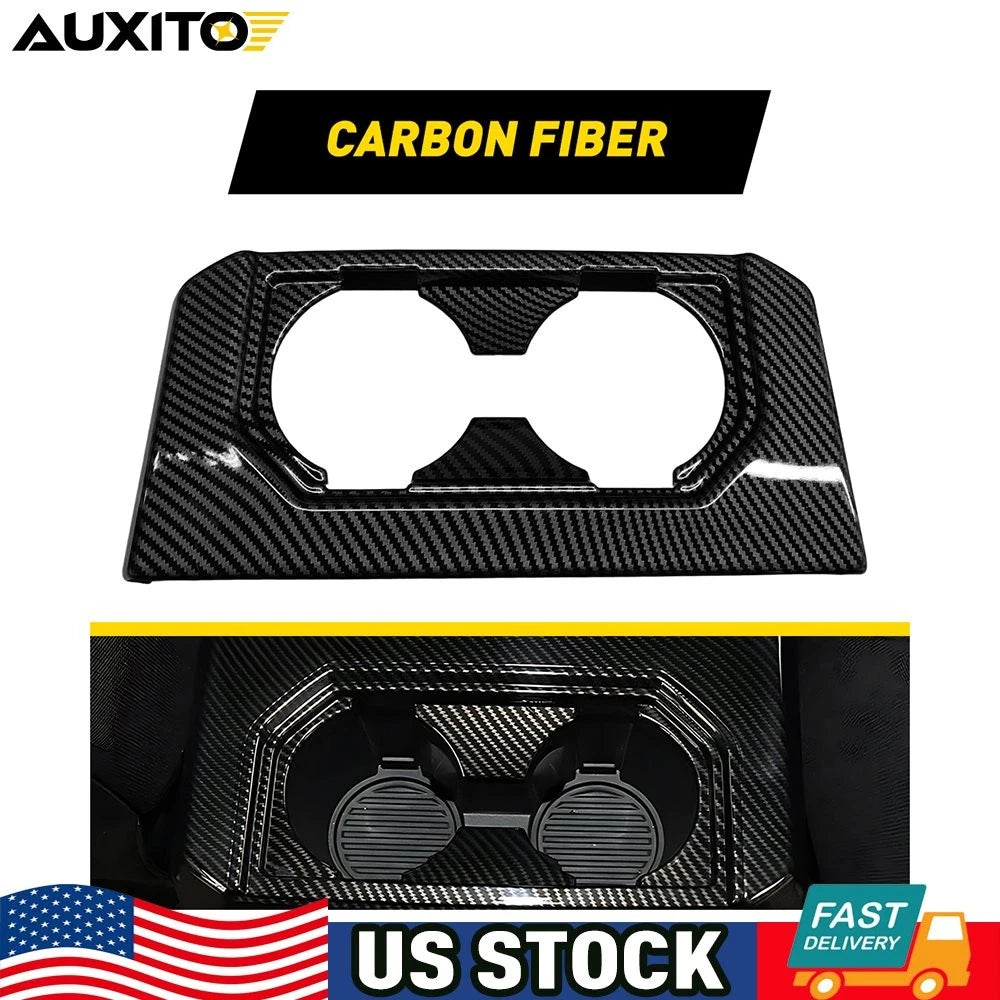 Carbon Fiber Armrest Box Rear Cup Holder Trim for Ford F150 (2016–2018)