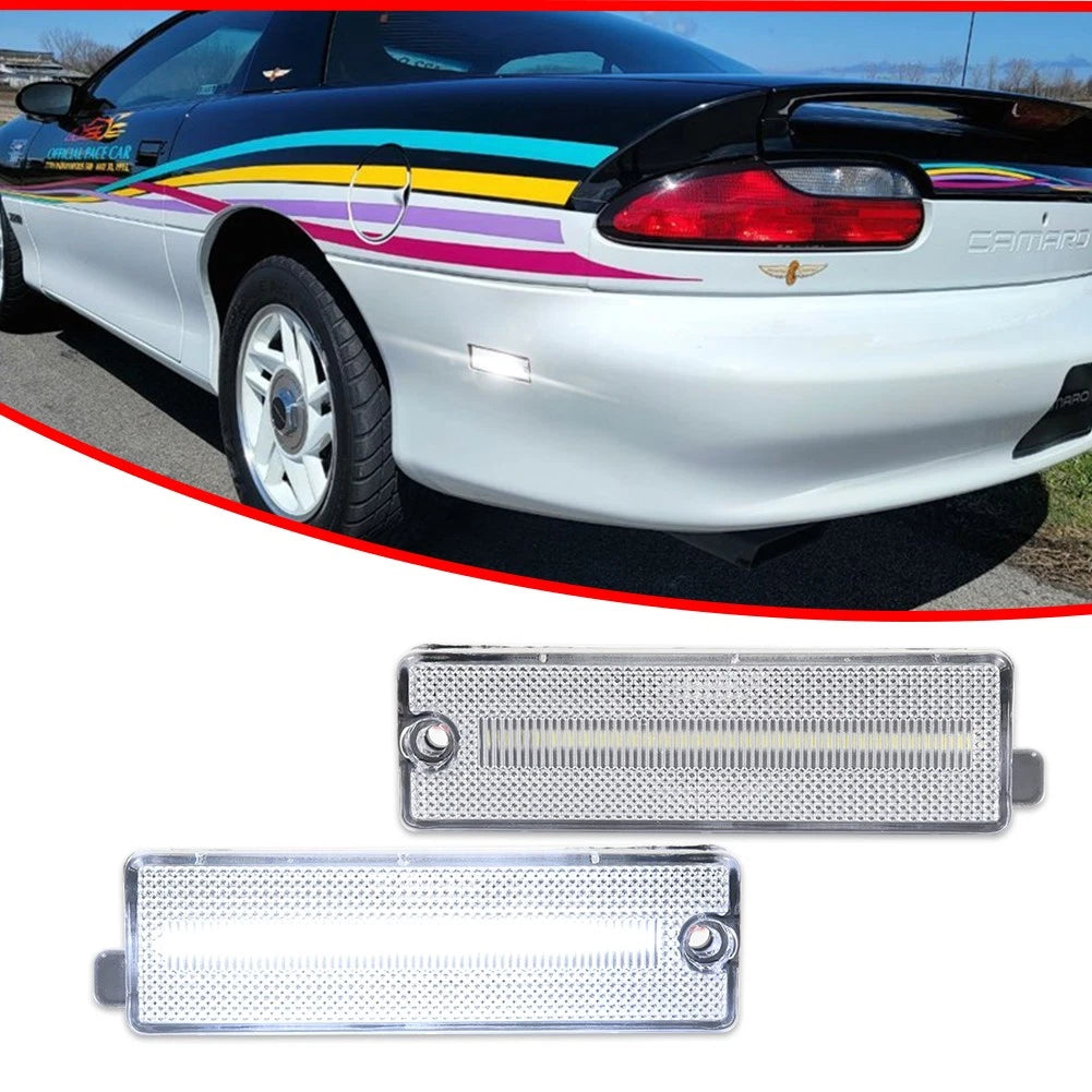 2X Clear Lens White LED Rear Bumper Side Marker Light for Chevy Camaro (1993–2002)