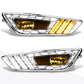 Set of 2 Amber Lens Fog Lights with Chrome LED DRL Bezel for Ford Focus (2015–2017)