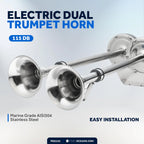 Dual Trumpet Horn for Marine (12V) - Stainless Steel, 115 dB, FO2151