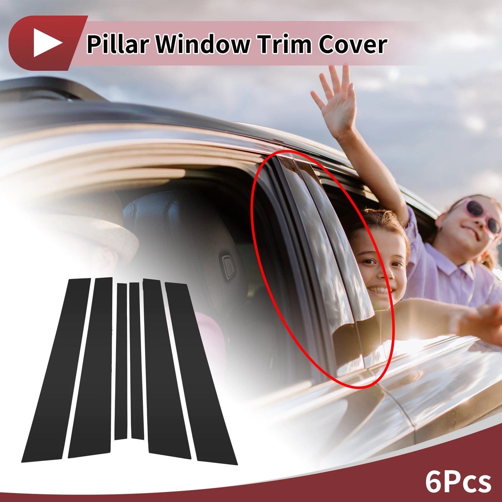 Door Pillar Window Trim for Ford Mercury (1998–2008) Black