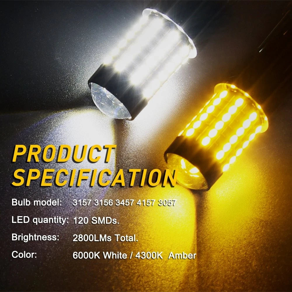 Set of 2 Switchback LED Turn Signal Light Bulbs for Car